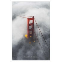 San Francisco - Foggy Bridge Wall Poster, 14.725" x 22.375", Framed