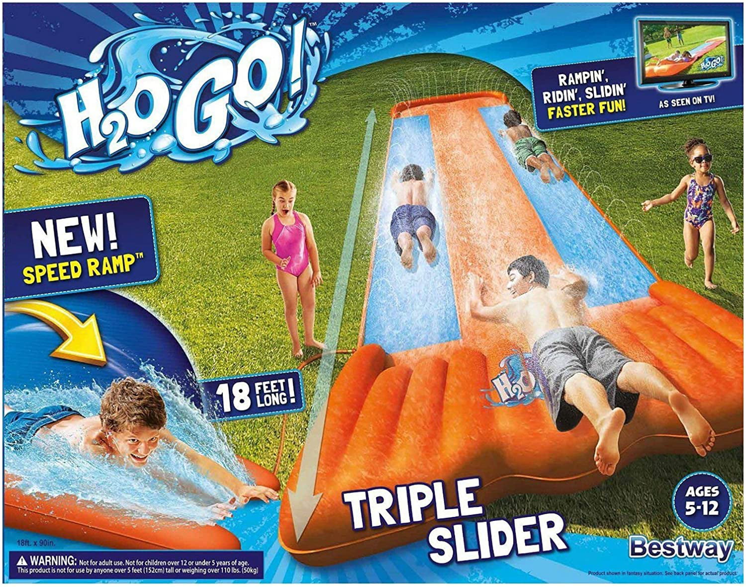 Slip N Slide Outdoor Inflatable Play Bounce Water 18' XL Speed Ramp Summer Toy 