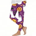 thumbnail image 2 of Girls' Halloween Leggings Pumpkin Printed Pants High Waist Stretchy Leggings for Girls 3-7Y, 2 of 6