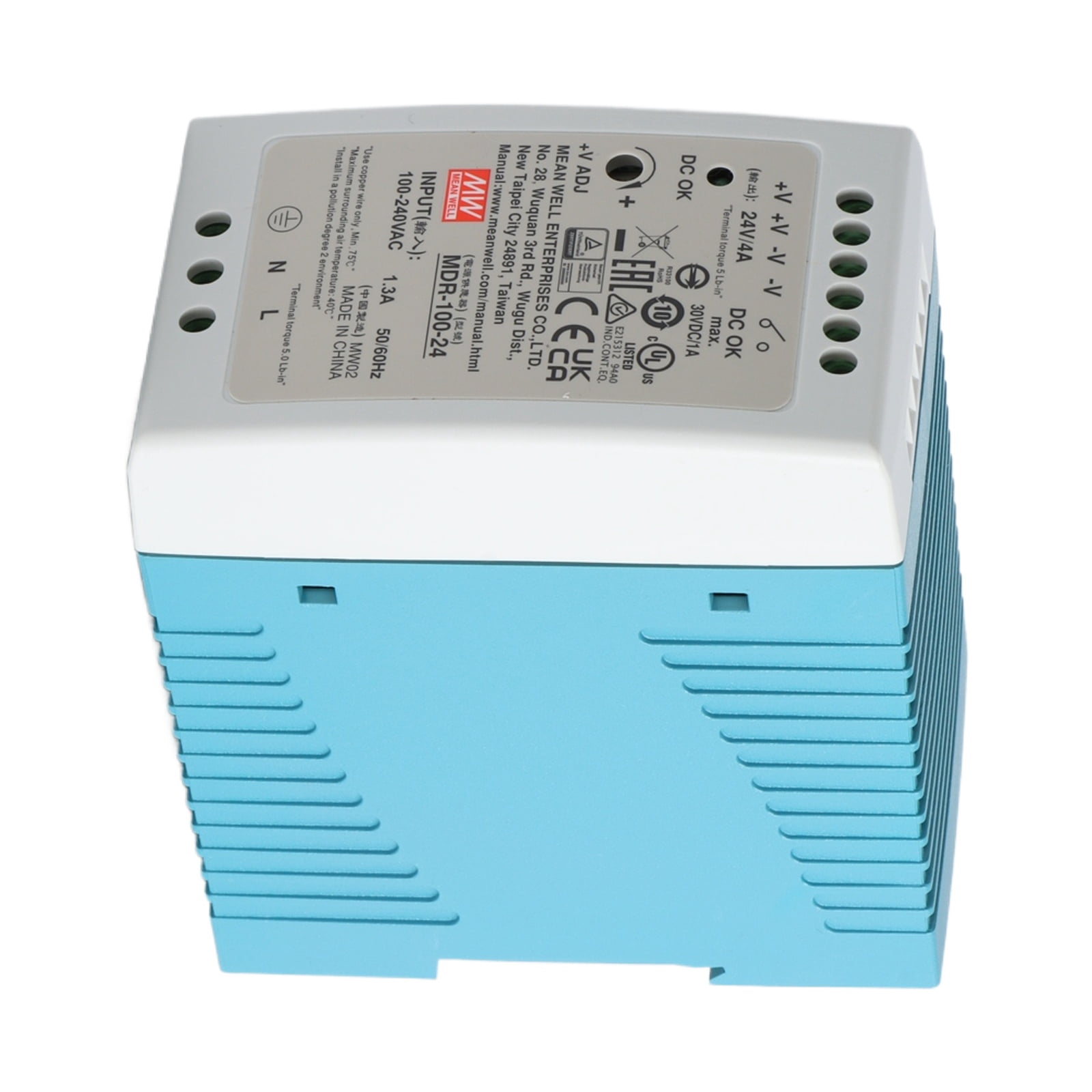 Feedannce 24V 4A 96W DIN Rail Switching Power Supply, MEAN WELL MDR-100-24