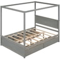 thumbnail image 5 of Wood Canopy Bed with Four Drawers,Full Size Canopy Platform Bed with Support Slats .No Box Spring Needed, Brushed, 5 of 9