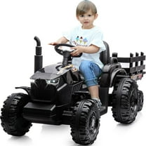 Outfunny 24V Ride on Toy for Big Kids, Powered Ride On Tractor with Trailer & Remote - Black