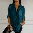 thumbnail image 4 of BYHONG Long Sleeve Shirts for Women Plus Button Down Shirts Plaid Shackets Business Casual Blouse Top Green XXXXXL, 4 of 5