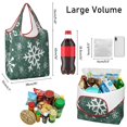 thumbnail image 3 of 5 Pack Foldable Shopping Bag,Green Christmas Snowflake Pattern Reusable Grocery Bags with Pockets,Large Reusable Tote Bags with Handles Waterproof & Lightweight, 3 of 6