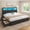 Black&California King, variant on Queen Size Bed Frame with Storage Headboard and 4 Drawers, Wooden Upholstered Platform Beds with Charging Station and LED Lights, Metal Slats, No Box Spring Needed, Black