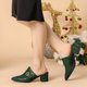 thumbnail image 2 of Zapatos Mulas Talón de Bloque Punta Estrecha Allegra K Verde oscuro 40, 2 of 7