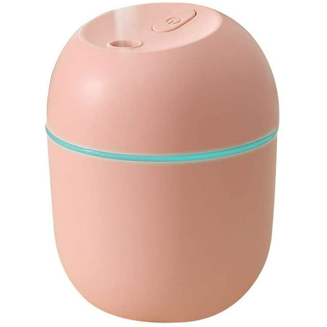 Mini Humidifier for Home, Cool Mist Humidifiers for Bedroom, Portable USB Alcohol Humidifier Large Capacity 220ml, Indoor Air Humidifier with Filter Cotton, Desk Humidifier Room Humidifier (Pink)