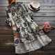 thumbnail image 2 of Mujeres Casual Lino Suelto Impreso Botón Manga Larga Camisa Larga Blusa Tops Fridja hj131, 2 of 4