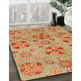 thumbnail image 3 of Ahgly Company Machine Washable Indoor Round Abstract Orange Red Area Rugs, 5' Round, 3 of 7