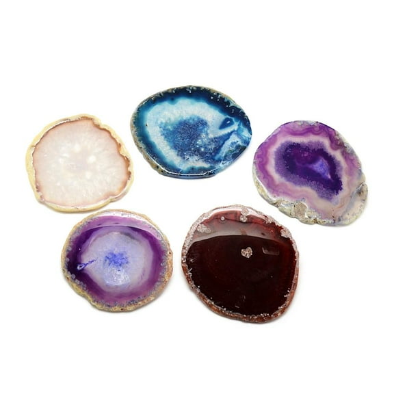 Druzy Natural Brazilian Agate Slice Display Decorations Dyed Mixed Color 64~105x60~100x5~6mm