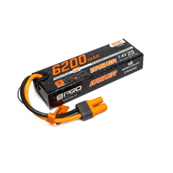 Spektrum Accessories 6200mAh 2S 7.4V Smart Pro Basher LiPo 120C IC5 SPMXB2S62 Car Batteries & Accessories