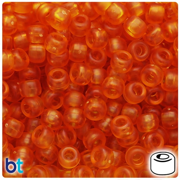 BeadTin Topaz Frosted 9mm Barrel Pony Beads (500pcs)