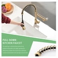 thumbnail image 4 of Kitchen Faucet with Pull Down Sprayer, Single Handle - 360° Rotation Sink Faucet for Kitchen, Laundry Room, Farmhouse - Commercial Style Gooseneck Gold + Kitchen + Contemporary + Ceramic + brass, 4 of 7