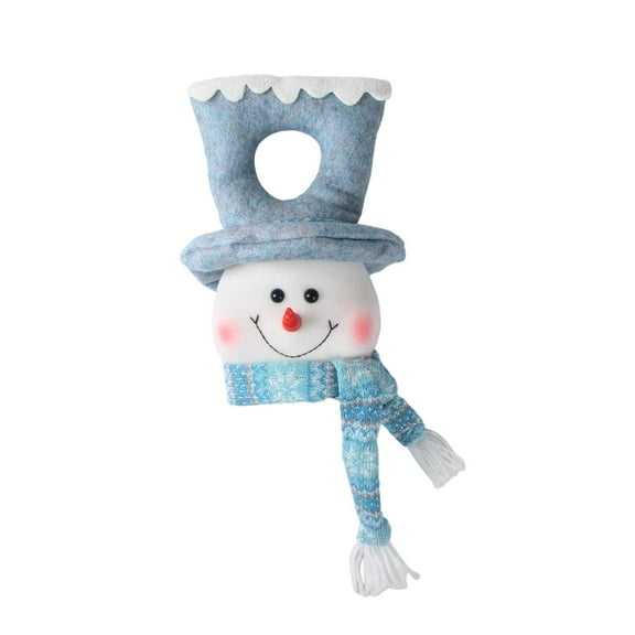 17 Inch Lighted Snowman Christmas Tree Topper, LED Light Up Plush Snowman Decoration, Battery Operated Gray Christmas Tree Top Ornament, Festive Holiday Tabletop & Home Winter Decor