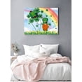 thumbnail image 2 of St. Patrick's Day Canvas Print Wall Art Green Hat Shamrocks Gnome Rainbow Blue Sky Pictures Painting Morden Artwork for Living Room Bedroom, Ready to Hang - 12"x16", 2 of 6