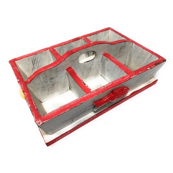 Rustic Nautical Tray W/ 6 Compartments 14" X 9" - Coastal Decor | #Ort1703034r