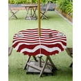 thumbnail image 4 of Outdoor Tablecloth with Umbrella Hole and Zipper 60R Red Ripples Stripes Table Cover for Round Tables Waterproof Tabletop Collection for Patio Garden Picnic Camping, 4 of 6