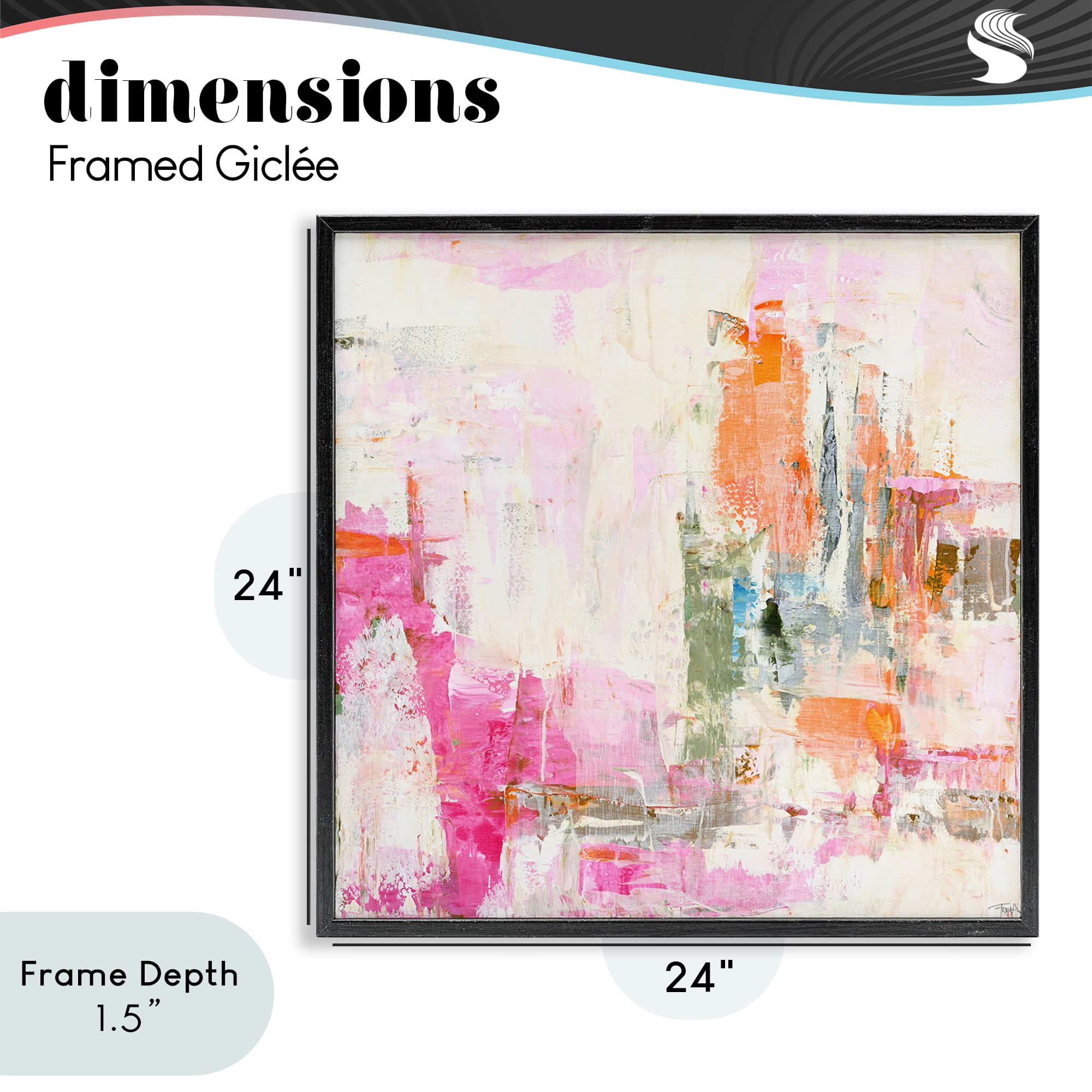 Stupell Industries New Age Pink Abstract Black Framed Giclee Art, design by Design Fabrikken
