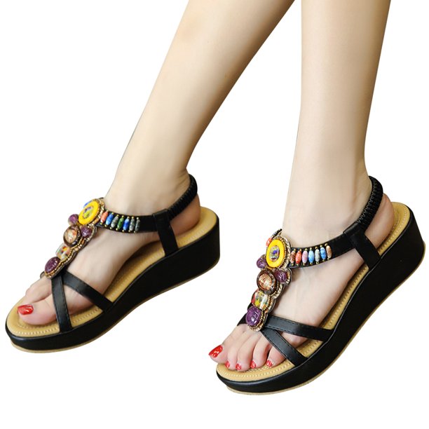 Sandalias Suela Gruesa Playa Bohemias Cuña para Mujer Fiesta