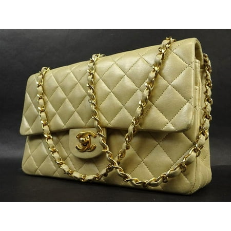 Chanel Beige Quilted Lambskin Medium Classic Double Flap 219410