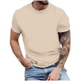 thumbnail image 2 of QATAINLAV Économies d'Été, T-Shirts à Manches Courtes pour Hommes Unis Décontractés à Col Rond T-Shirts d'Été Athlétiques Hauts Tenues de Vacances Beige TG, 2 of 8