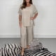 thumbnail image 1 of Conjunto de pantalones y top de jersey para mujer Conjunto de salón de 2 piezas de color sólido Suelto Primavera Verano Hugtrwg  Para estrenar, 1 of 7