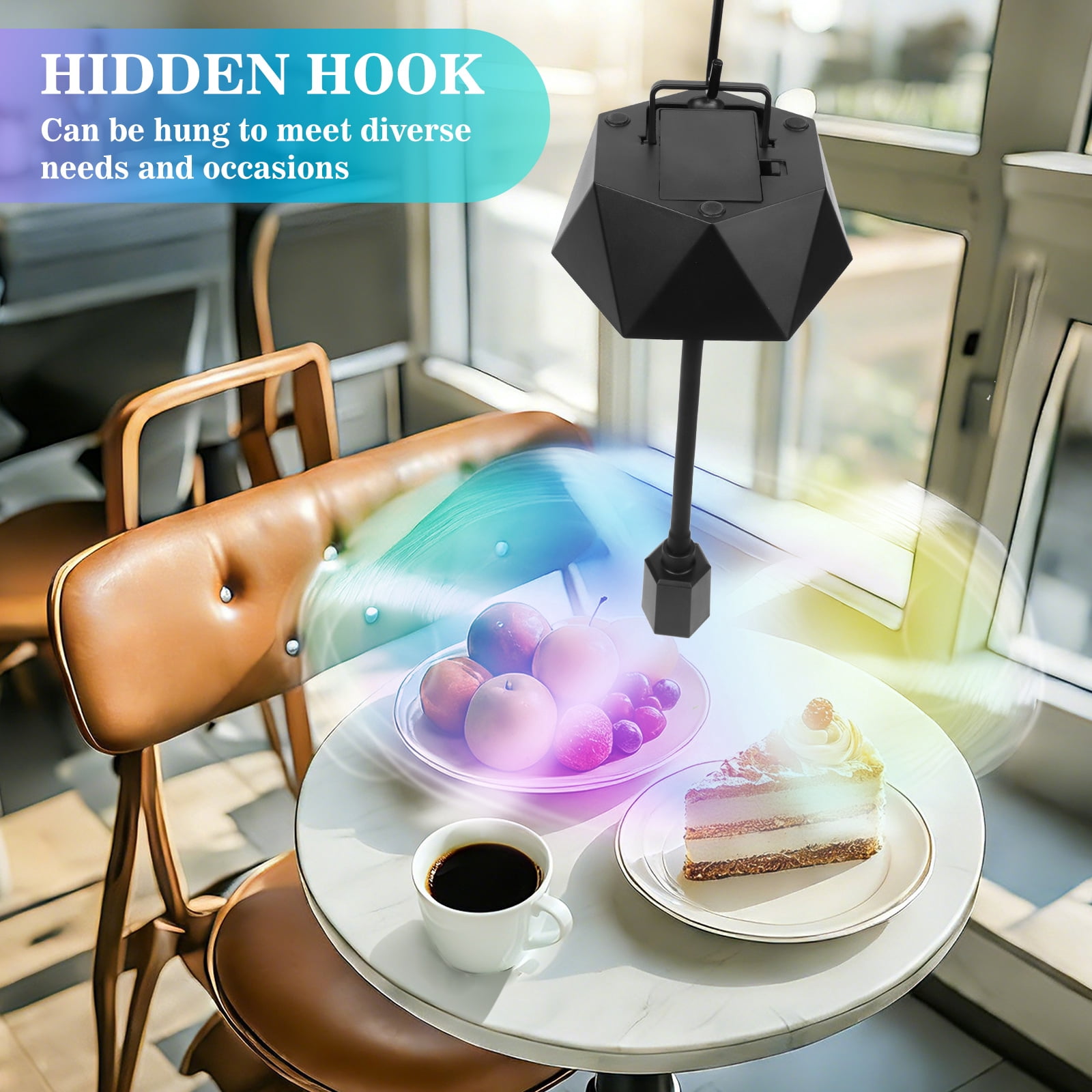 HKKDKTA Fly Fans for Tables, 4 packs Fan Portable with Holographic Blades and Hooks, Batteries Powered Table Fan for BBQ, Party, Kitchen and Picnic