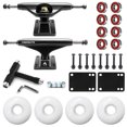 thumbnail image 1 of Generic Complete Skateboard Assembly Kit with Hollow Trucks, 4 White Wheels, 8 Bearings, Riser Pads, T Tool and Screws - Perfect for Custom Skateboard Setup, 1 of 6
