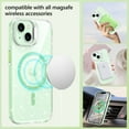 thumbnail image 5 of VENINGO Magnetic for iPhone 15 Case with Camera Frame Stand Compatible with Mag-safe, Shockproof Anti Slip Clear Crystal Glitter Phone Case 6.1", Green, 5 of 8