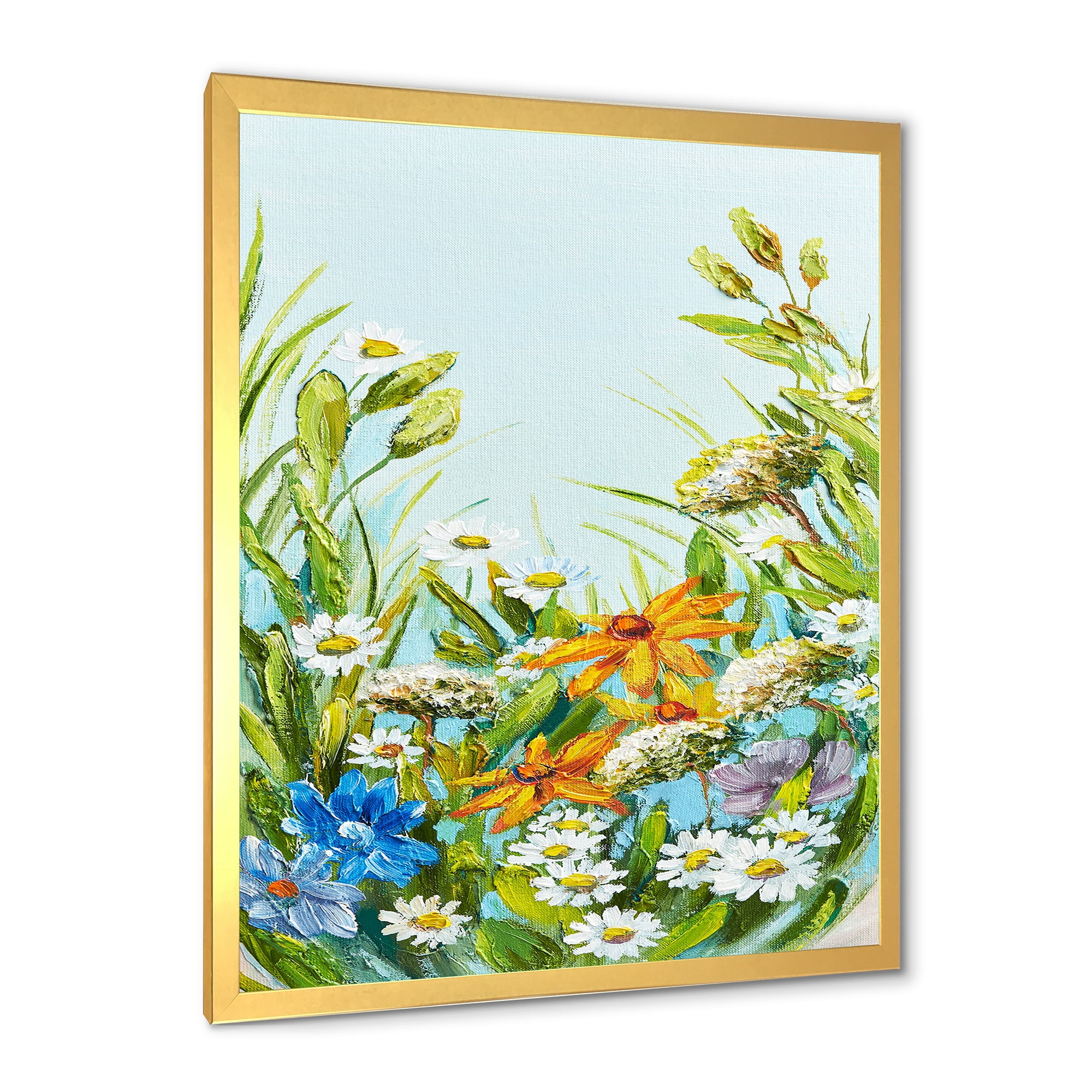 Designart 'Still Life Of Colorful Wildflowers With Leaves II' Traditional Framed Art Print