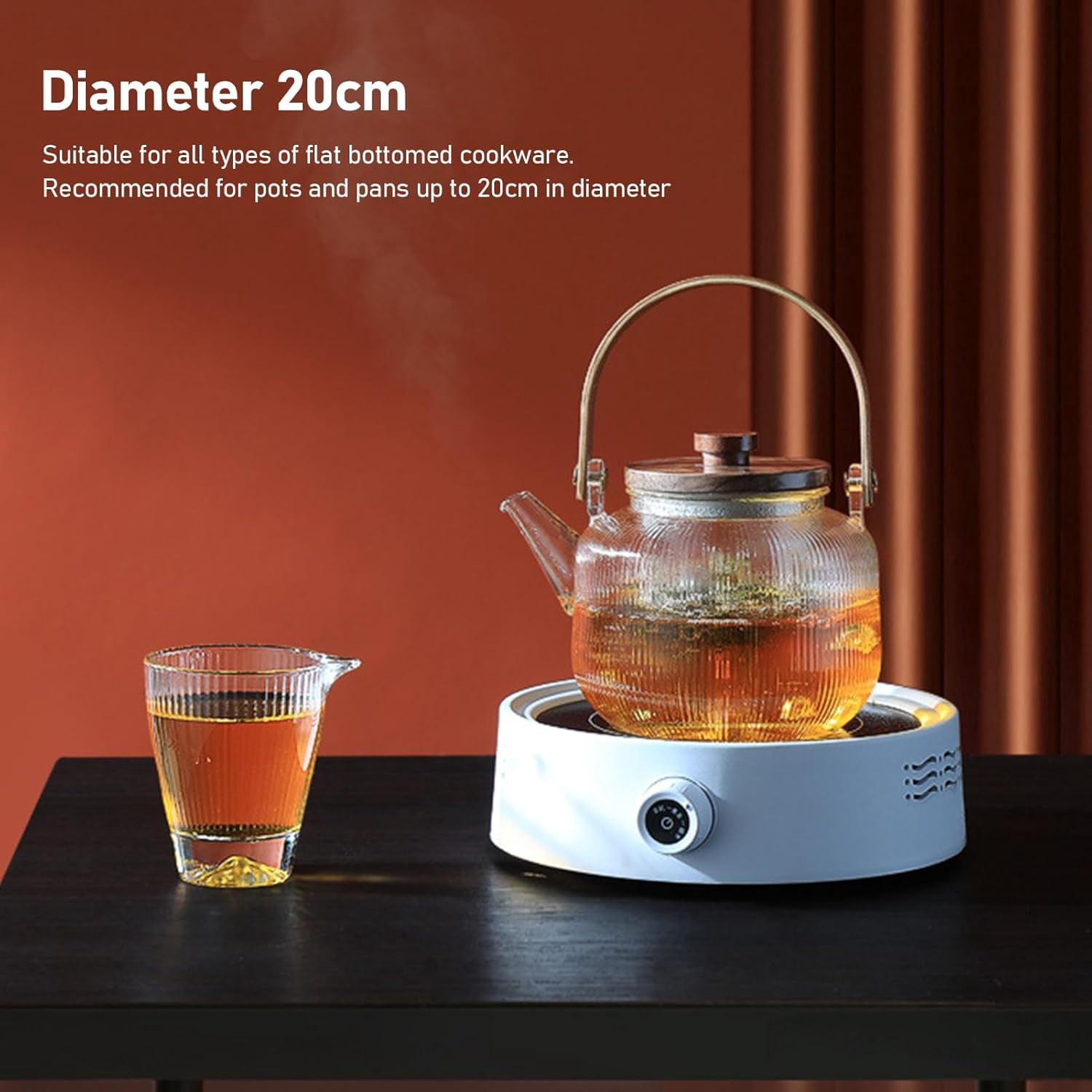 Small Hot Plate 600W Portable Electric Stove Kitchen Cooking Cooktop Round Single Plate Cooktop for Ceramic Glass Kettle, Home Kitchen Boiling Tea, White