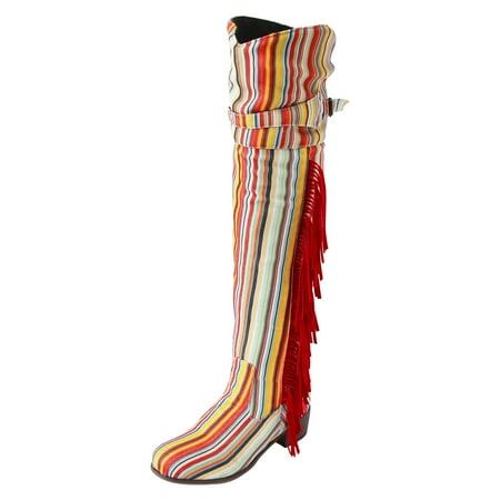 VMESZQFG Boots for Women Shoes The Knee Boots for Women Wide Women s Autumn And Winter Vintage Rainbow Large Side Tassel Zipper Rhinestone over The Knee Boots for Women White