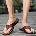 thumbnail image 2 of Mostsola Flip Flops for Men Leather Flats Arch Support Beach Shoes Soft Sole Slip on Shoes, 2 of 9