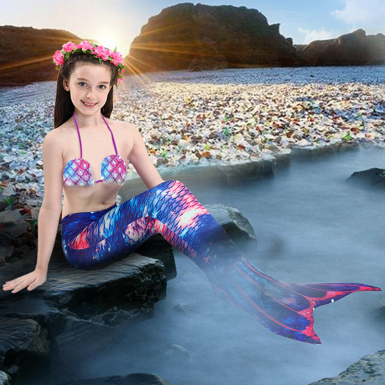 Mermaid swimming costume kids hotsell