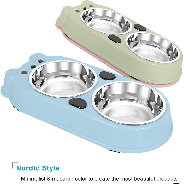 Dog Bowl Double Dog Cat Bowl Premium Stainless Steel Water and Food Ra –  Safeswee