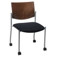 thumbnail image 2 of KFI Studios Evolve Stack Chair with Casters, Chocolate Wood Back, Black Vinyl Seat, 2 of 4