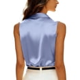 thumbnail image 5 of Womens Silk Satin Sleeveless Shirts Blouses Solid Casual Loose V Neck Classic Tank Tops for Work office Light Blue XL(XL), 5 of 9