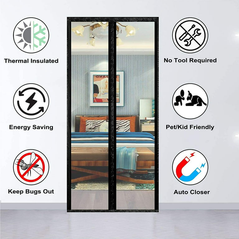 Thermal Insulated Household Magnetic Screen Curtains Doors Easy to