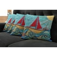 thumbnail image 5 of Ambesonne Art Throw Pillow Cover 4 Pack, Ship in Waves in Sea, 18", Earth Yellow Teal Red, 5 of 5