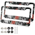 thumbnail image 2 of Coolnut Skull License Plate Frames 2 Pack, Waterproof Aluminum Alloy Car Tag Holder 2 Holes License Plate Covers with Screw Caps Auto Accessories Home Decor, 2 of 7