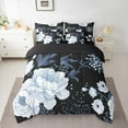 thumbnail image 2 of Manfei Vintage Peony Bedding Comforter Set 7-Piece, Black Blue Flower King Bedding Sets, Retro Blossoms Bed Sheets, Ultra Soft Room Decor, 2 of 8
