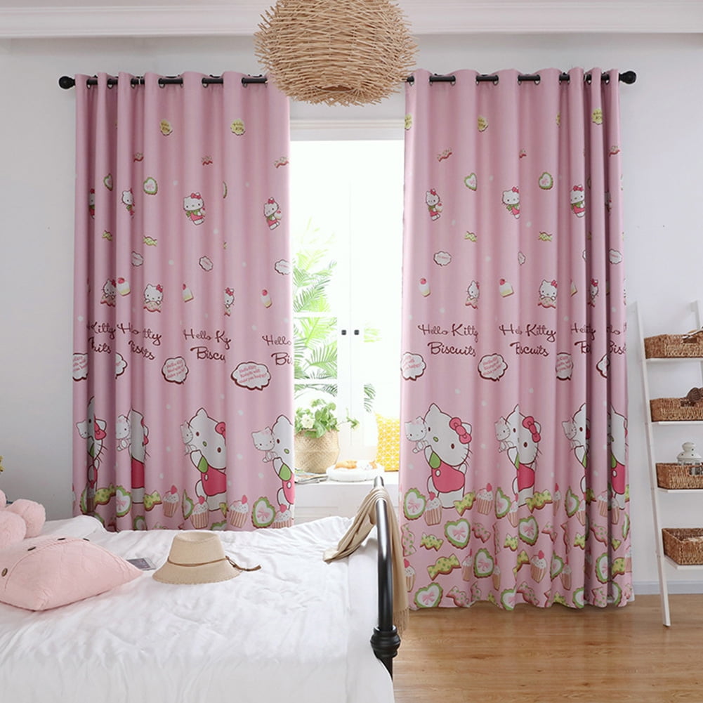 Bedroom Curtain Cartoon Hello Kitty Animal Printed Shade Curtains For