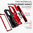 thumbnail image 3 of Phone Case for Samsung Z Fold 6 Case with Ring Holder Camera Lens Protector Slide Cover Black Shockproof Samsung Galaxy Z Fold 6 Case Rugged Heavy Duty with Pen Slot (Red), 3 of 16