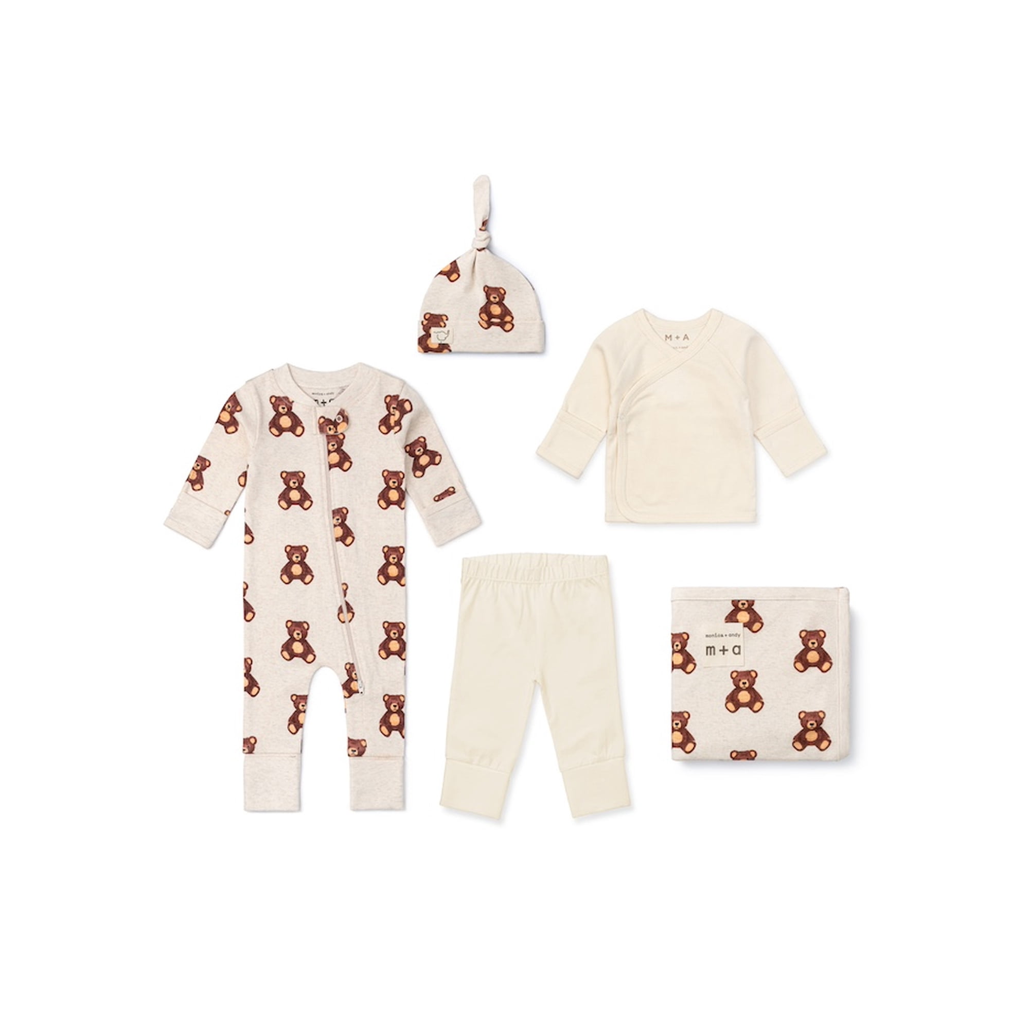 Monica + Andy Organic Cotton 5-Piece Gift Box Set, Sizes Newborn - 3-6 months