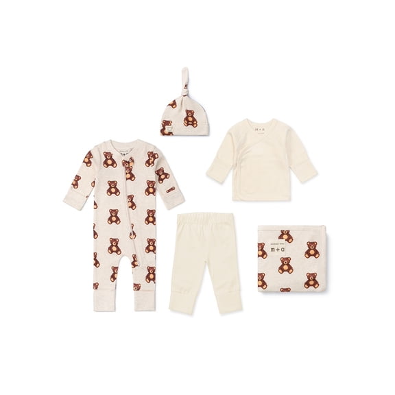 M A by Monica Andy Organic Cotton 5-Piece Gift Box Set, Sizes Newborn - 3-6 months