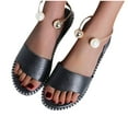 thumbnail image 3 of Women's Pearl Decor Clear Straps Open Toe Flat Sandals Leather Outdoor Beach Sandals Women's Fashion Casual Versatile Open-toe Spring And Summer New Flat-soled Roman Beach Sandals, 3 of 3