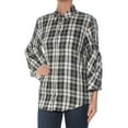 thumbnail image 5 of RALPH LAUREN $90 Womens New 1261 Black Plaid Collared Button Up Top XS B+B, 5 of 5