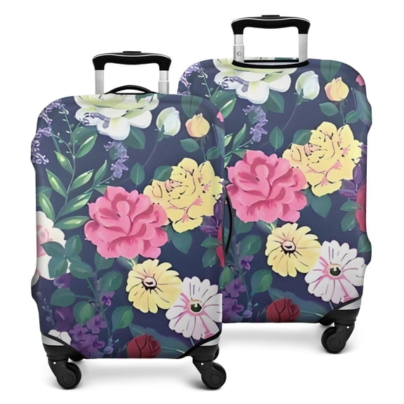 Pioneer Flower Floral Print Pattern Luggage Cover Fashion Suitcase Cover Baggage Covers Fit 25-28 Inch Luggage (Go Travel)
