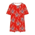 thumbnail image 4 of Tdoqot Womens Plus Size Floral Shirts- Short Sleeve Casual Dressy Loose V-Neck Summer Tops Blouse Red Size 3XL, 4 of 4