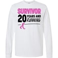 thumbnail image 3 of Inktastic Breast Cancer Survivor 20 Years and Running with Pink Ribbon Long Sleeve T-Shirt, 3 of 5